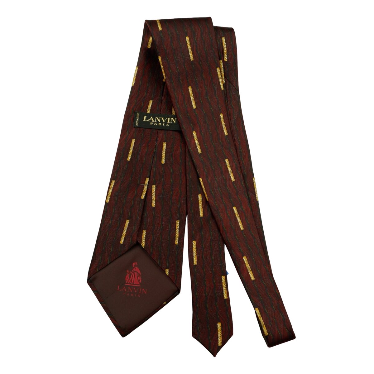 a16612 7 Lanvin Tie Silk Brown Abstract Pattern France (US Import Tax Included) มุมที่ 7
