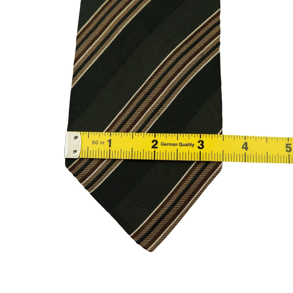 a16613 12 Hugo Boss Tie Silk Black Brown Stripe Italy (US Import Tax Included) มุมที่ 12