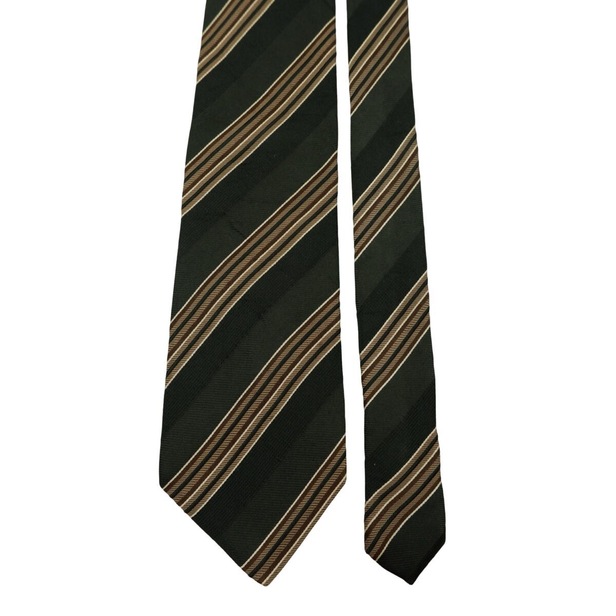a16613 3 Hugo Boss Tie Silk Black Brown Stripe Italy (US Import Tax Included) มุมที่ 3
