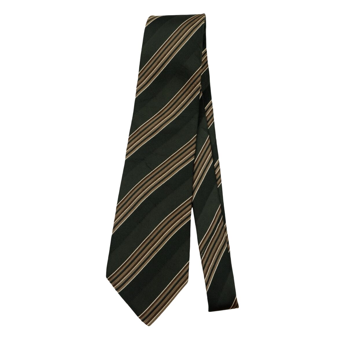 a16613 5 Hugo Boss Tie Silk Black Brown Stripe Italy (US Import Tax Included) มุมที่ 5