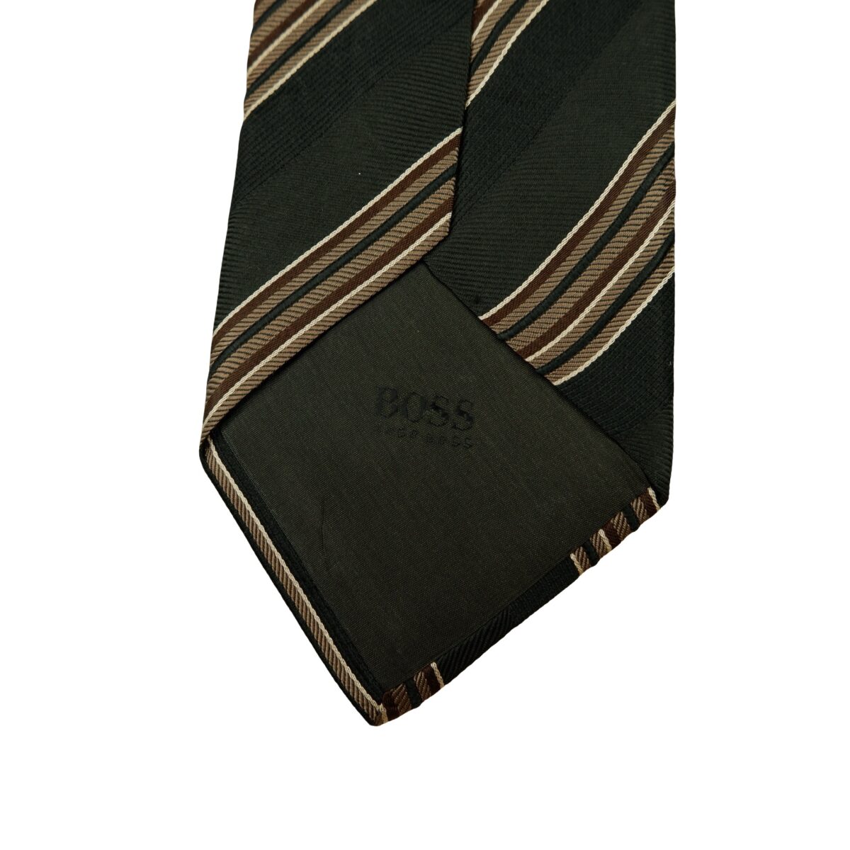 a16613 8 Hugo Boss Tie Silk Black Brown Stripe Italy (US Import Tax Included) มุมที่ 8