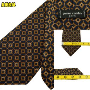 Pierre Cardin Tie Silk Dark Navy Geometric Italy (US Import Tax Included) มุมที่ 1