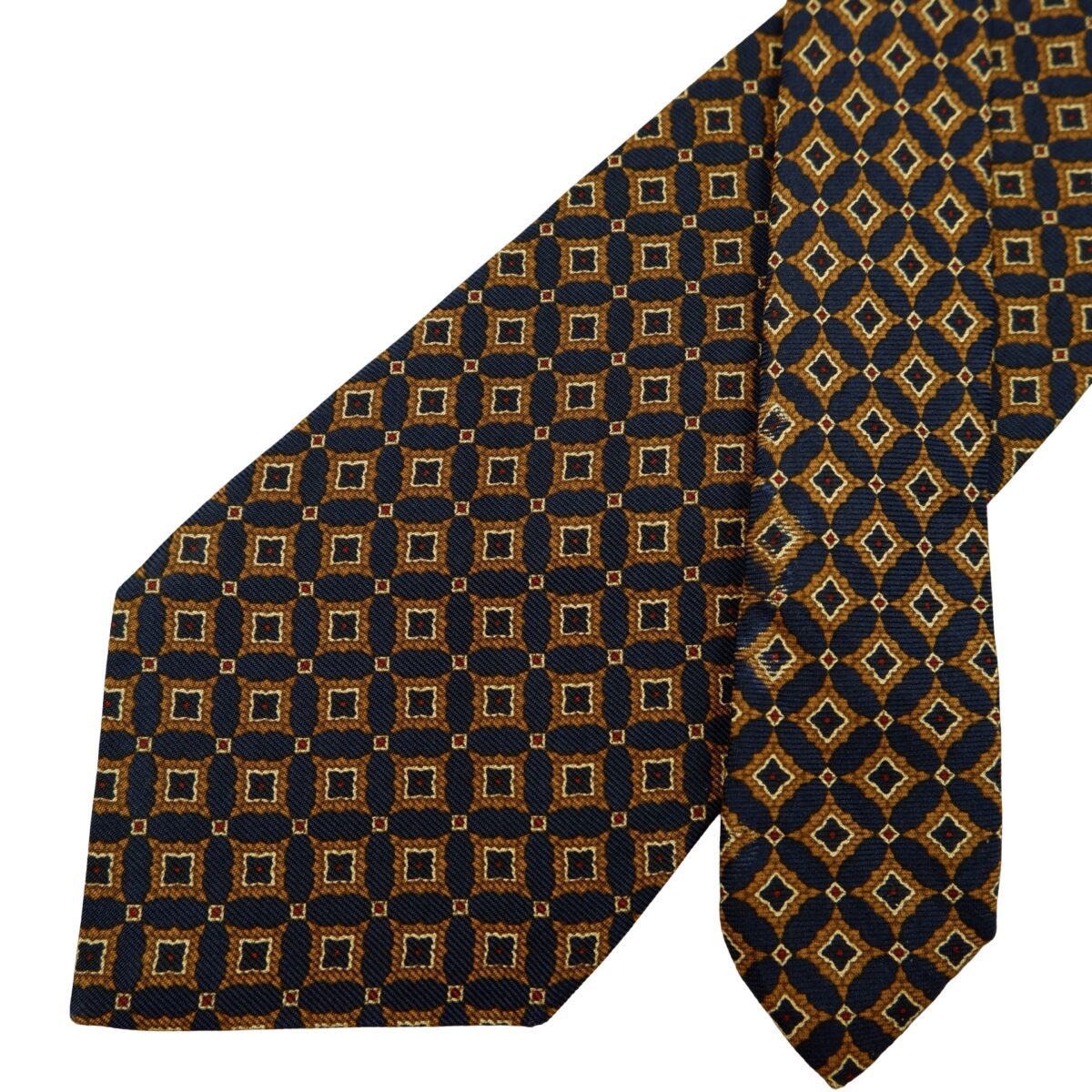 Pierre Cardin Tie Silk Dark Navy Geometric Italy (US Import Tax Included) | mesabb clothing Pierre Cardin Tie Silk Dark Navy Geometric Italy (US Import Tax Included) มุมที่ 2