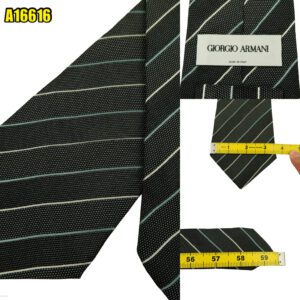 Giorgio Armani Tie Silk Black Stripe Italy (US Import Tax Included) มุมที่ 1