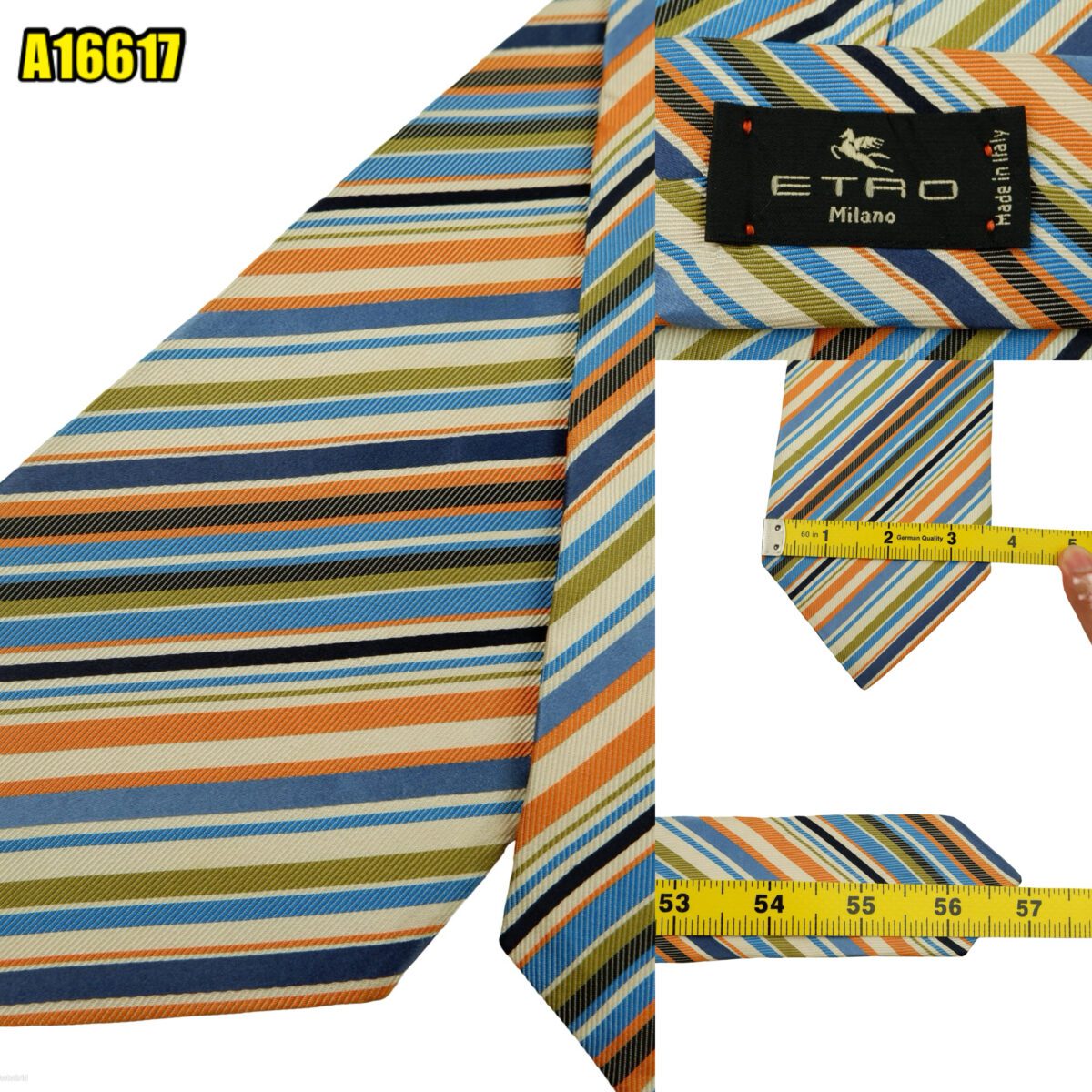 Etro Tie Silk Multicolor Stripe Italy (US Import Tax Included) | mesabb clothing Etro Tie Silk Multicolor Stripe Italy (US Import Tax Included) มุมที่ 1