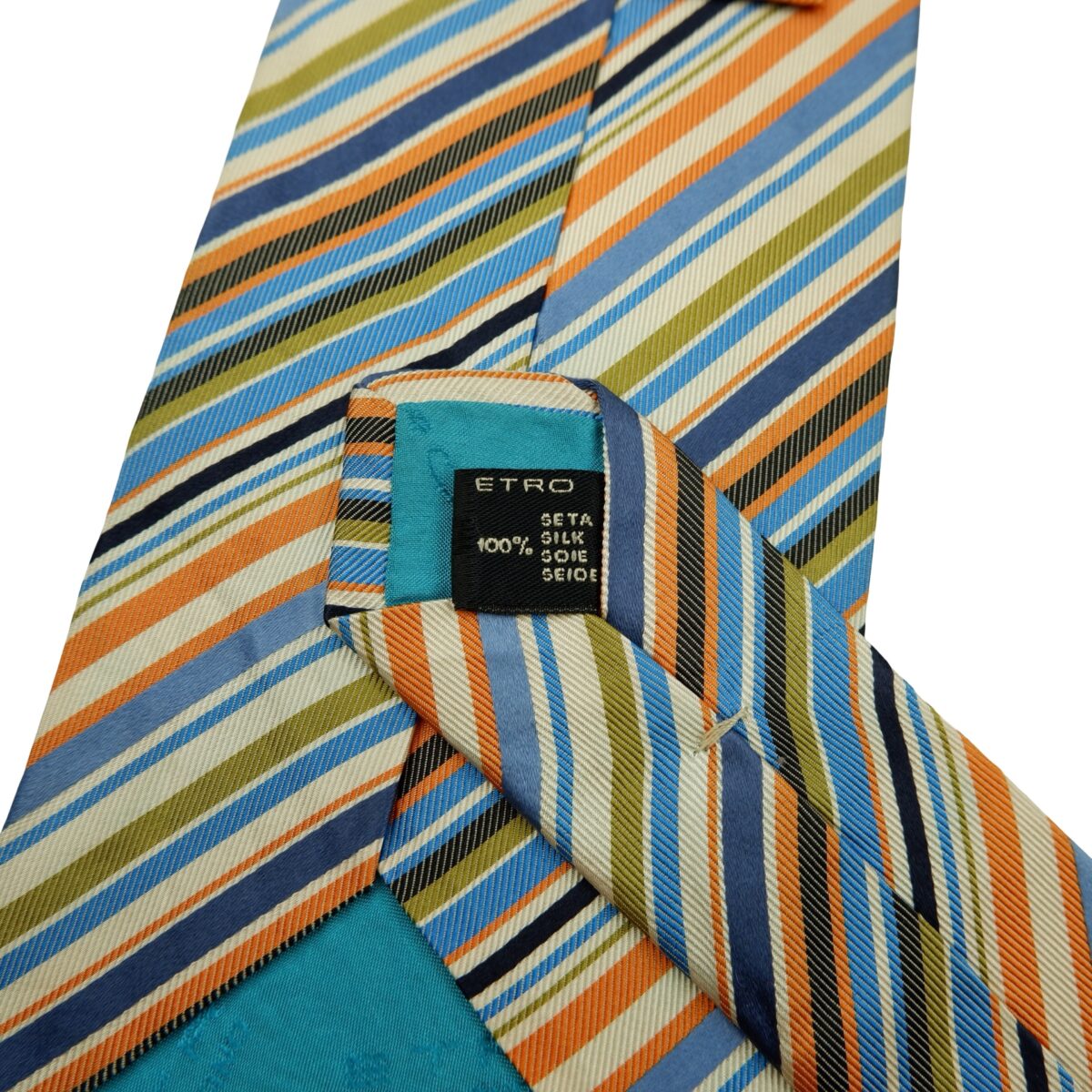 Etro Tie Silk Multicolor Stripe Italy (US Import Tax Included) | mesabb clothing Etro Tie Silk Multicolor Stripe Italy (US Import Tax Included) มุมที่ 10