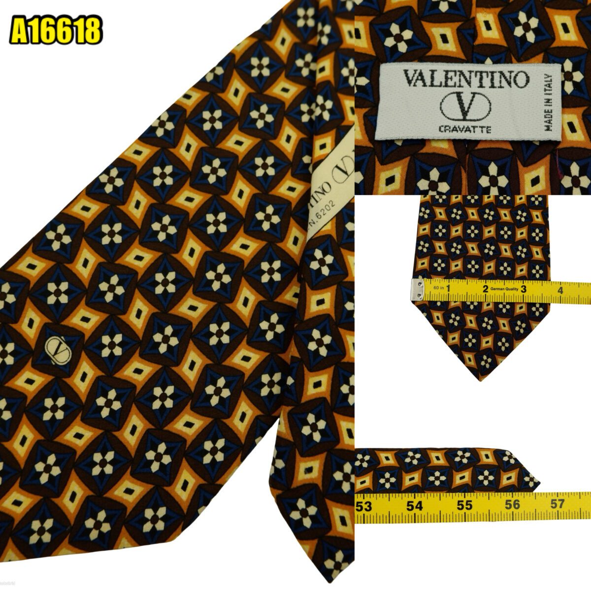 Valentino Tie Silk Brown Geometric Italy (US Import Tax Included) | mesabb clothing Valentino Tie Silk Brown Geometric Italy (US Import Tax Included) มุมที่ 1