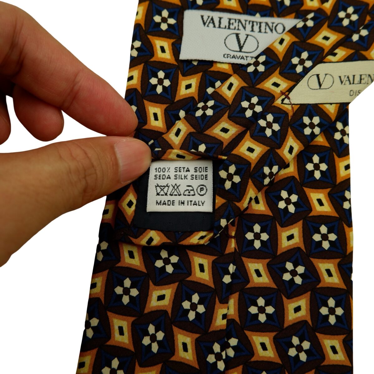 Valentino Tie Silk Brown Geometric Italy (US Import Tax Included) | mesabb clothing Valentino Tie Silk Brown Geometric Italy (US Import Tax Included) มุมที่ 10