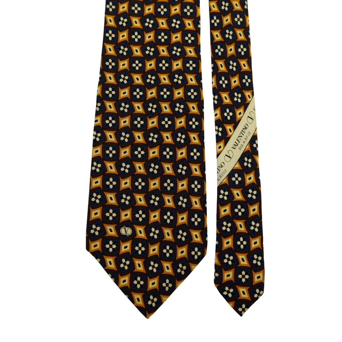 Valentino Tie Silk Brown Geometric Italy (US Import Tax Included) | mesabb clothing Valentino Tie Silk Brown Geometric Italy (US Import Tax Included) มุมที่ 3