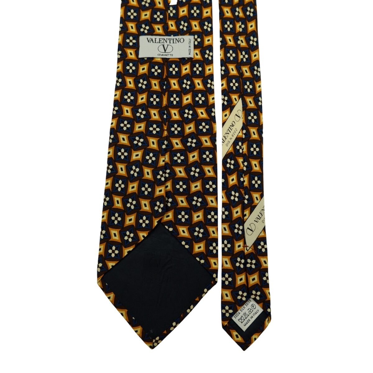 Valentino Tie Silk Brown Geometric Italy (US Import Tax Included) | mesabb clothing Valentino Tie Silk Brown Geometric Italy (US Import Tax Included) มุมที่ 4