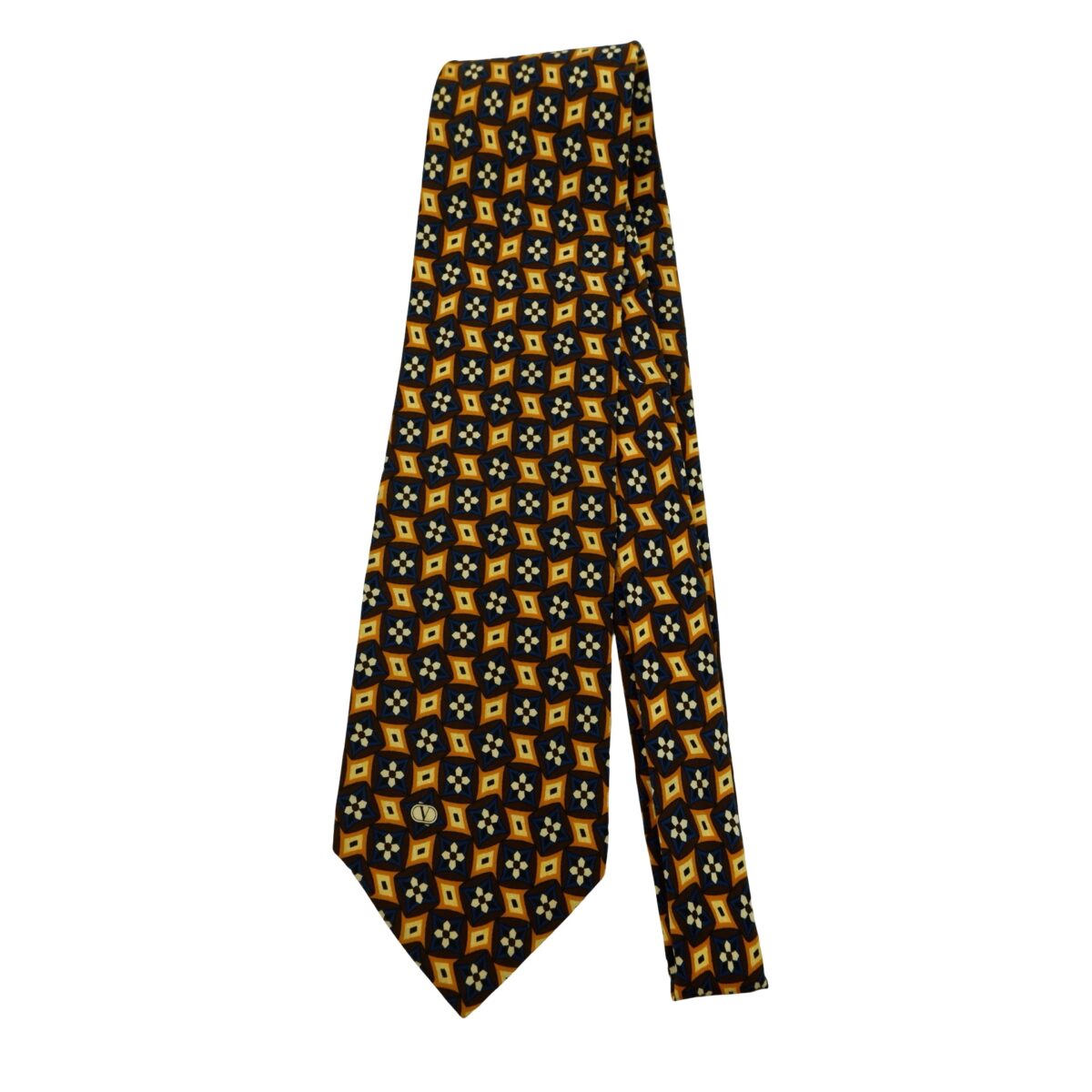 Valentino Tie Silk Brown Geometric Italy (US Import Tax Included) | mesabb clothing Valentino Tie Silk Brown Geometric Italy (US Import Tax Included) มุมที่ 5