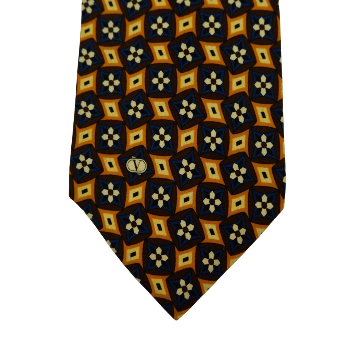 Valentino Tie Silk Brown Geometric Italy (US Import Tax Included) | mesabb clothing Valentino Tie Silk Brown Geometric Italy (US Import Tax Included) มุมที่ 6