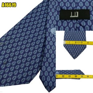 Dunhill Tie Silk Blue Geometric Italy (US Import Tax Included) มุมที่ 1