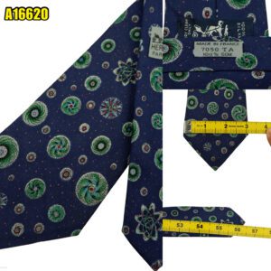 Hermes Tie Silk Navy Geometric France (US Import Tax Included) มุมที่ 1