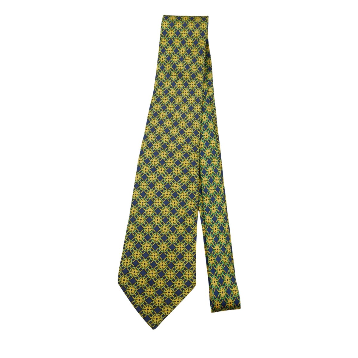 a16621 5 Hermes Tie Silk Navy Geometric France (US Import Tax Included) มุมที่ 5