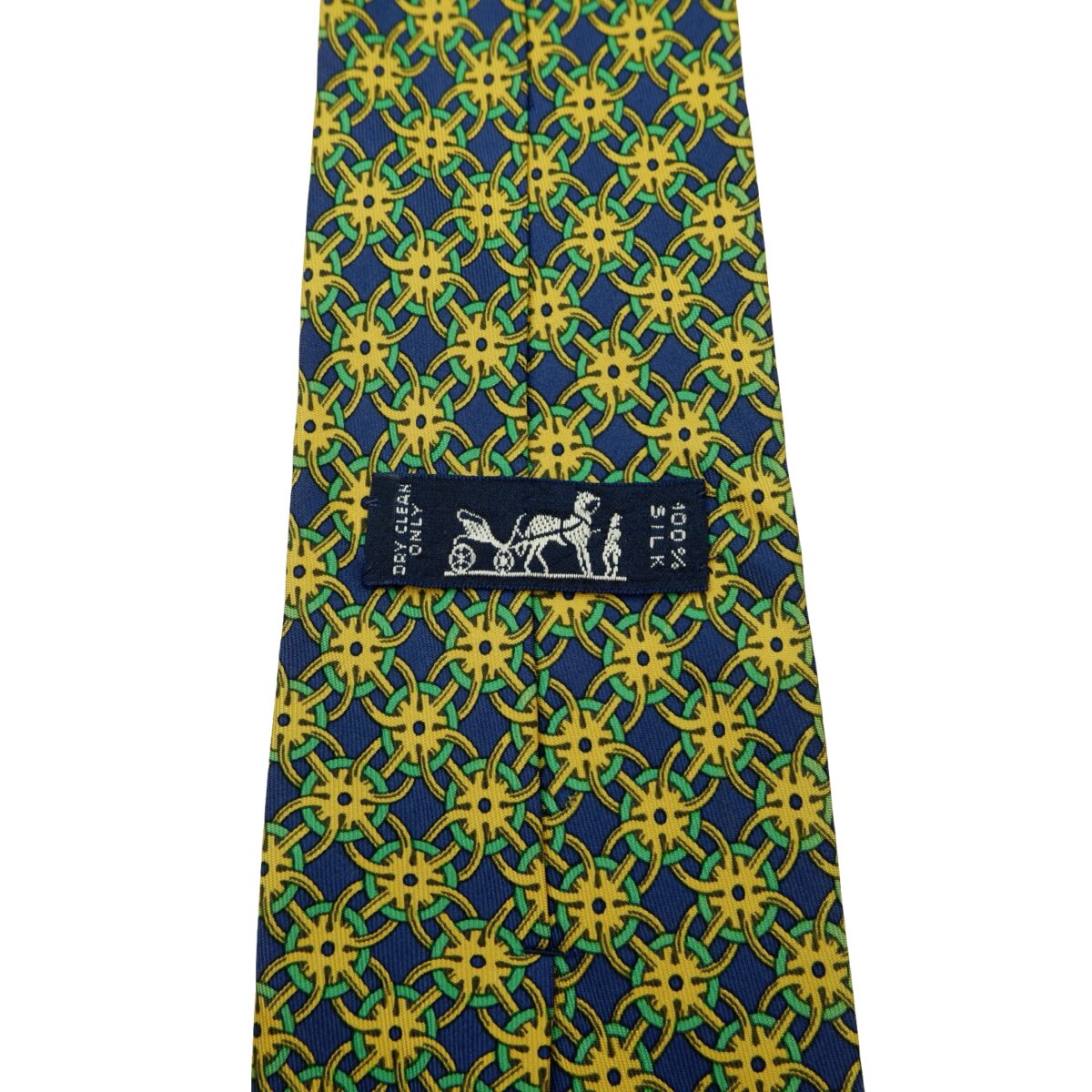 a16621 9 Hermes Tie Silk Navy Geometric France (US Import Tax Included) มุมที่ 9