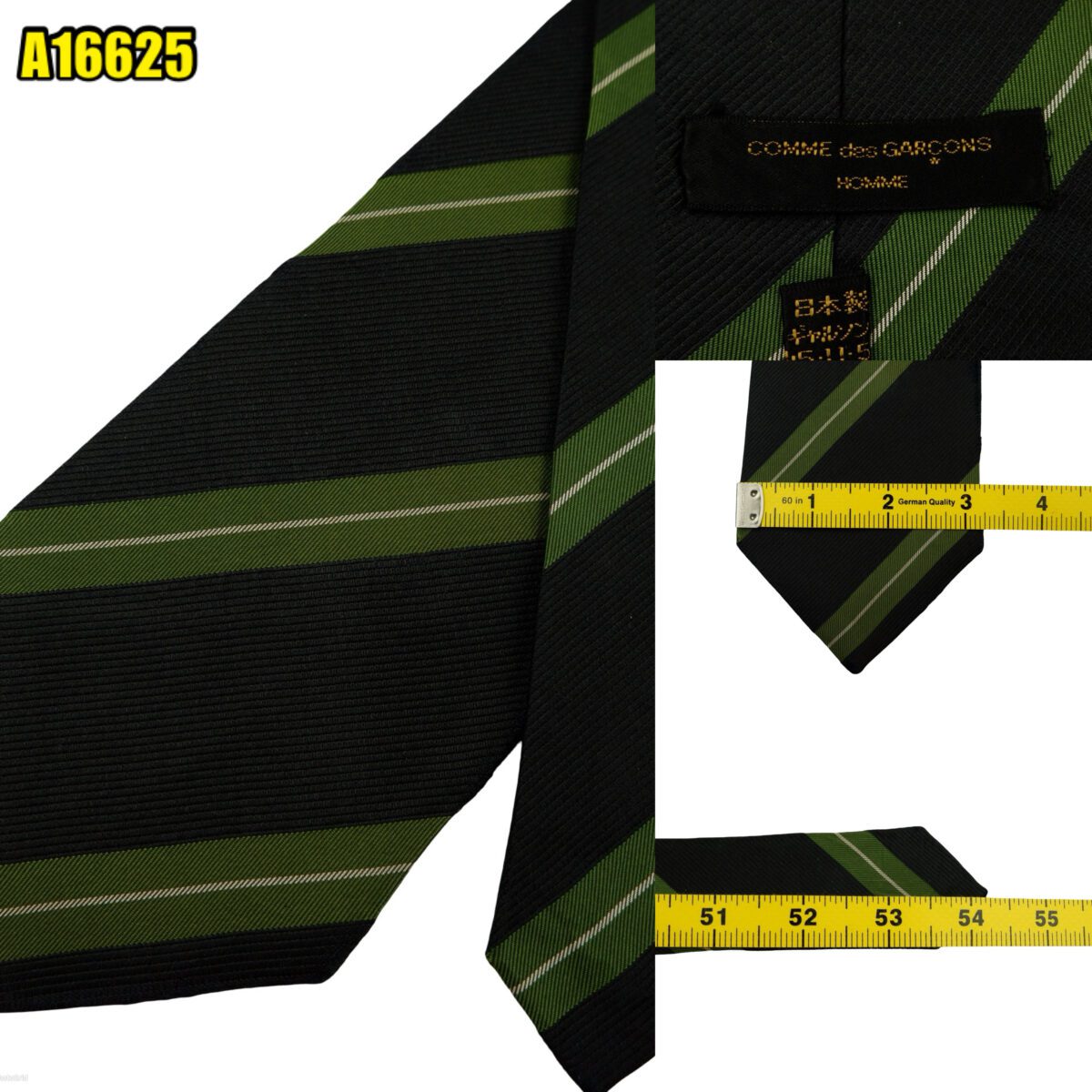 Comme Des Garcons Tie Silk Black Stripe Japan (US Import Tax Included) | mesabb clothing Comme Des Garcons Tie Silk Black Stripe Japan (US Import Tax Included) มุมที่ 1