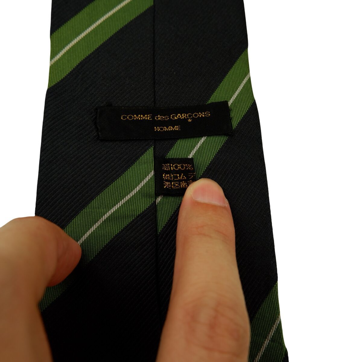 Comme Des Garcons Tie Silk Black Stripe Japan (US Import Tax Included) | mesabb clothing Comme Des Garcons Tie Silk Black Stripe Japan (US Import Tax Included) มุมที่ 10