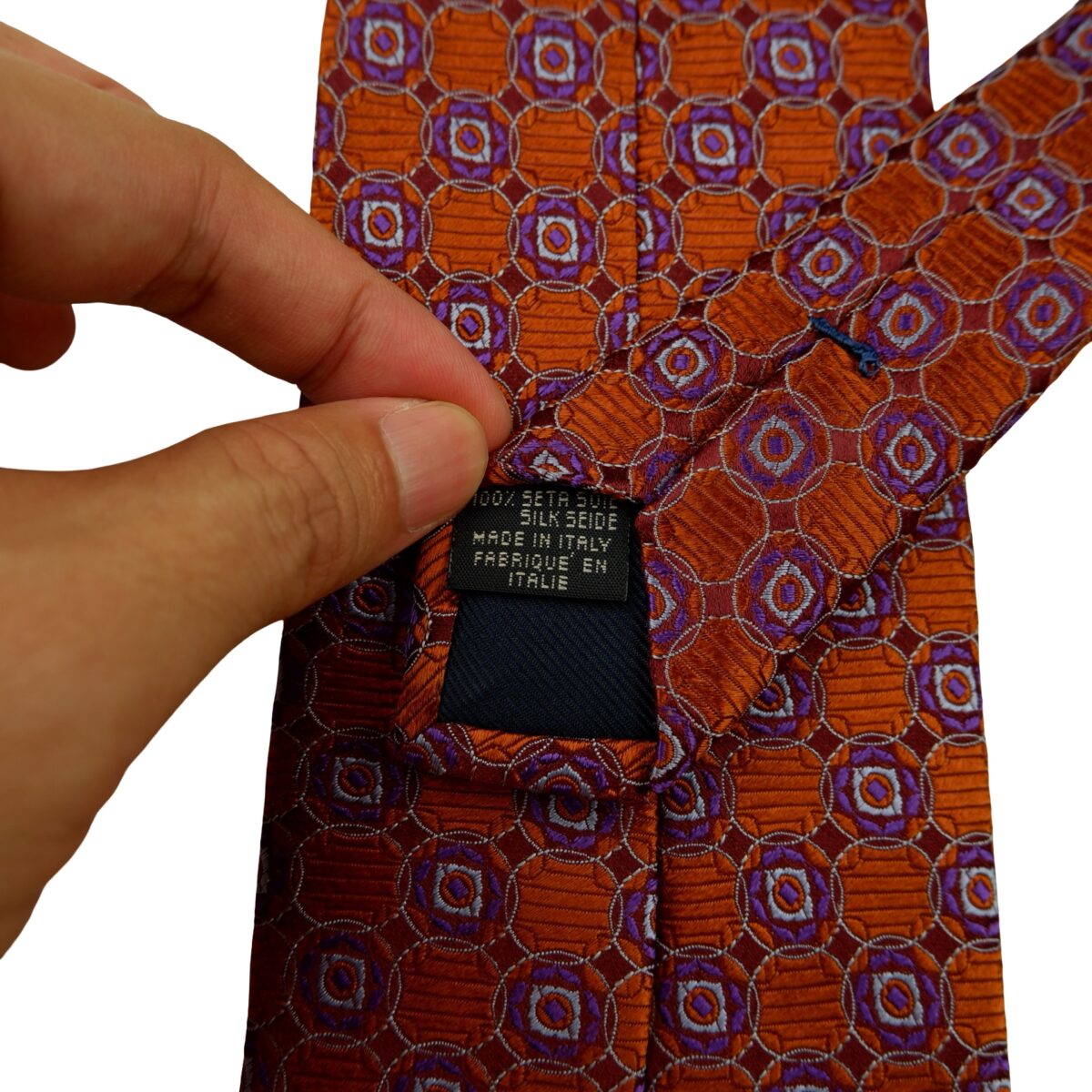 a16626 10 Canali Tie Silk Brown Geometric Italy (US Import Tax Included) มุมที่ 10