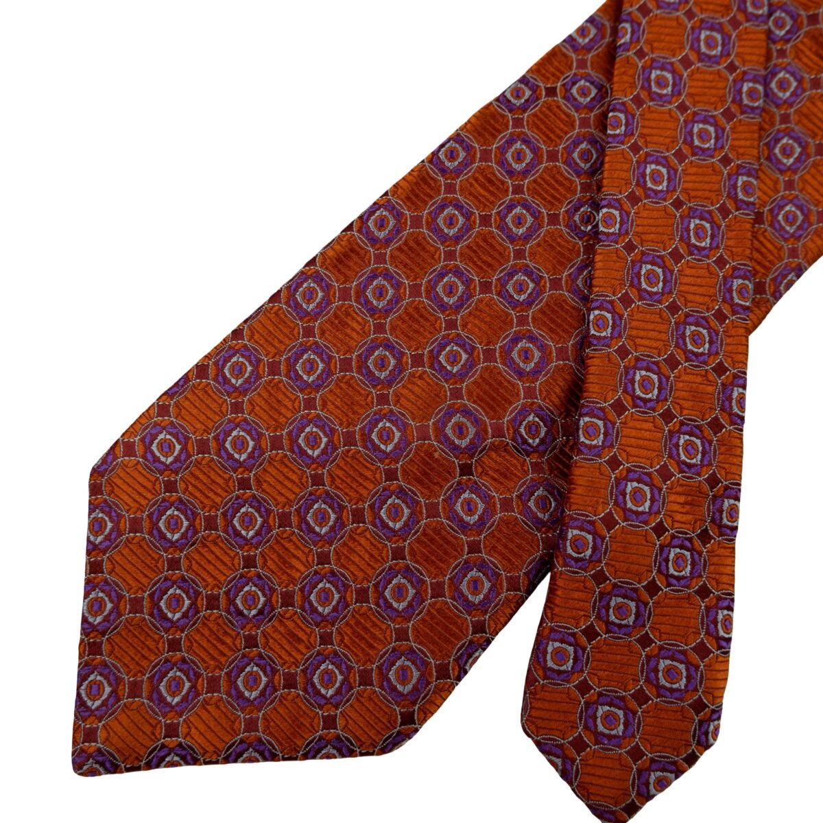 a16626 2 Canali Tie Silk Brown Geometric Italy (US Import Tax Included) มุมที่ 2