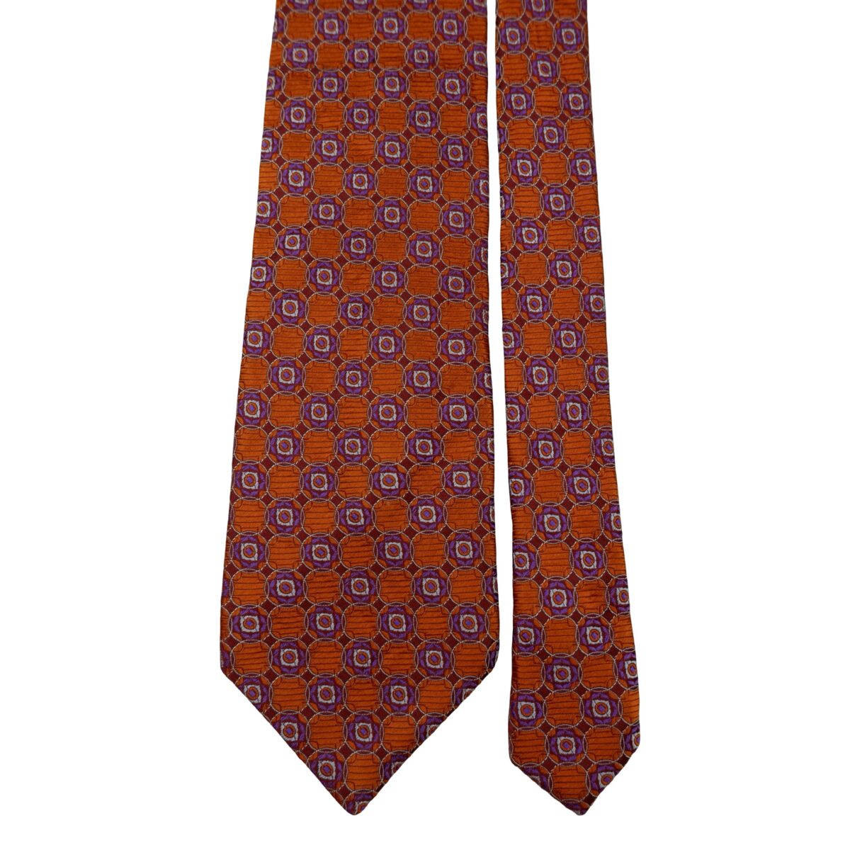 a16626 3 Canali Tie Silk Brown Geometric Italy (US Import Tax Included) มุมที่ 3