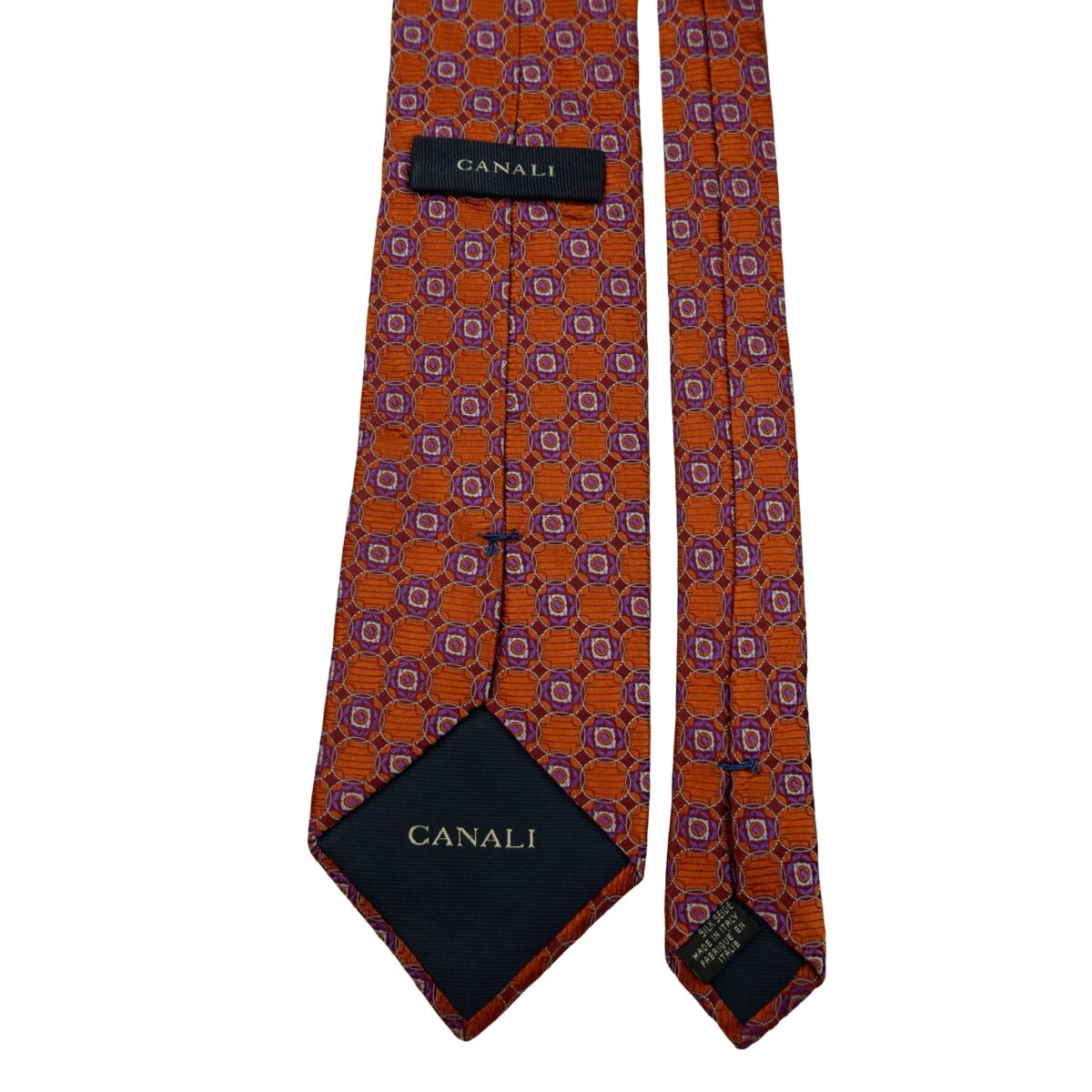 a16626 4 Canali Tie Silk Brown Geometric Italy (US Import Tax Included) มุมที่ 4