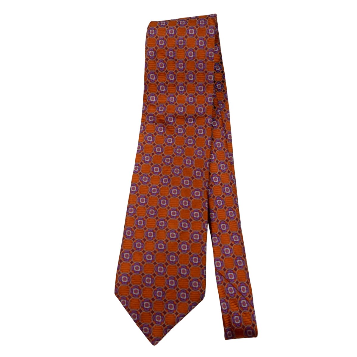 a16626 5 Canali Tie Silk Brown Geometric Italy (US Import Tax Included) มุมที่ 5