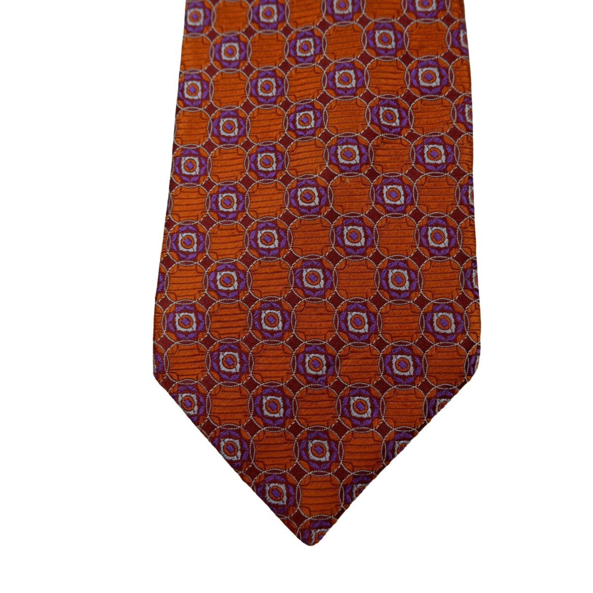 a16626 6 Canali Tie Silk Brown Geometric Italy (US Import Tax Included) มุมที่ 6