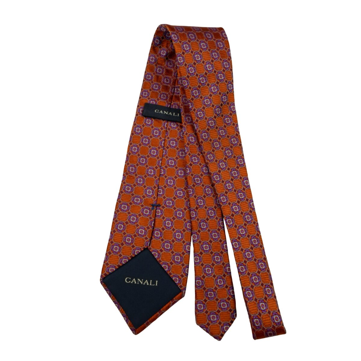 a16626 7 Canali Tie Silk Brown Geometric Italy (US Import Tax Included) มุมที่ 7