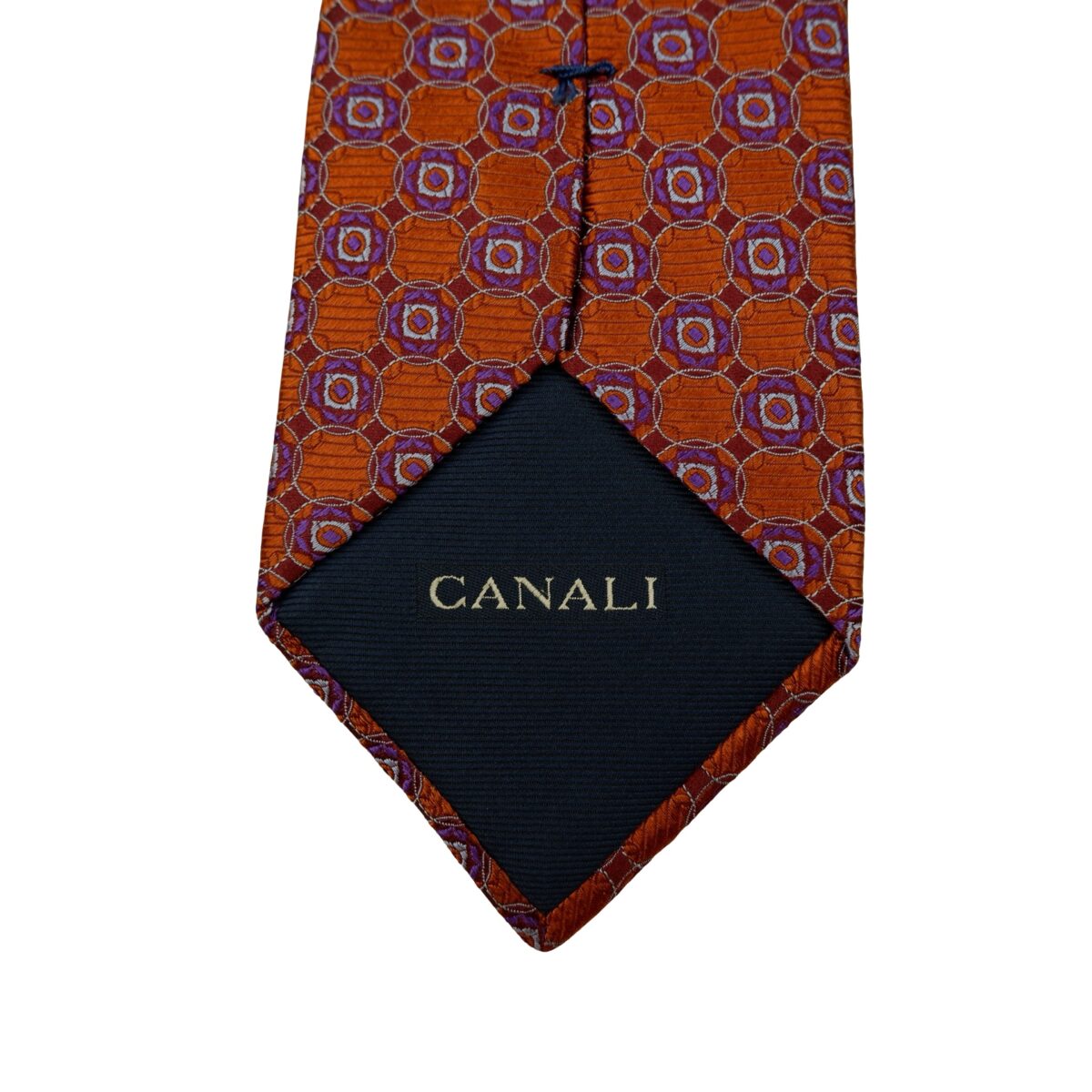 a16626 8 Canali Tie Silk Brown Geometric Italy (US Import Tax Included) มุมที่ 8