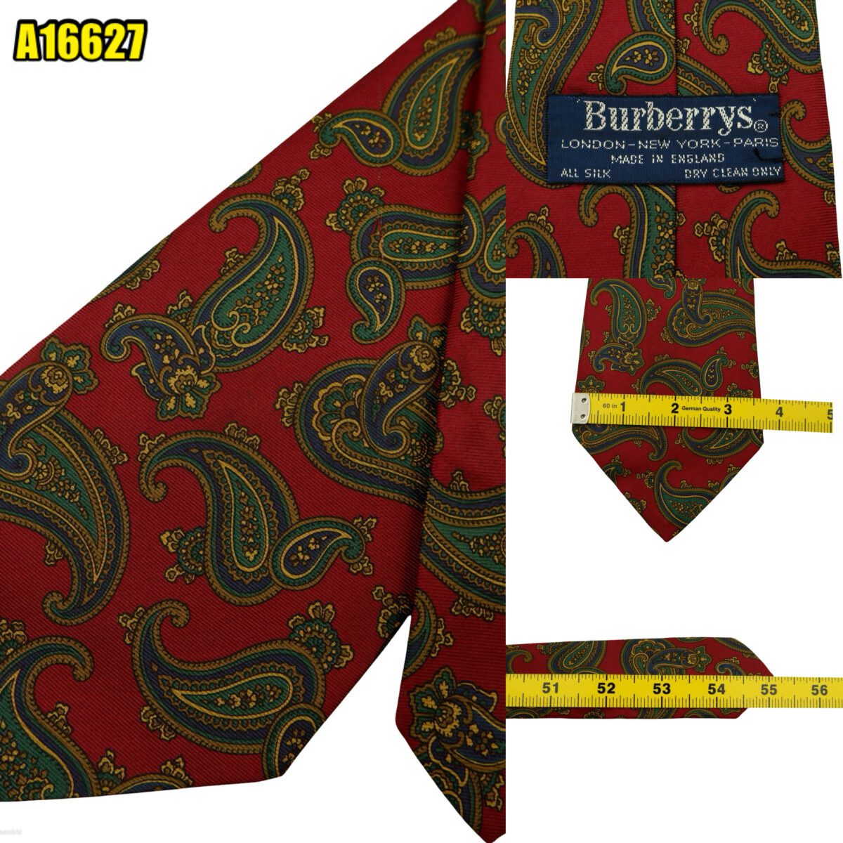 created by photogrid Burberry Tie Silk Maroon Paisley Patttern England (US Import Tax Included) มุมที่ 1