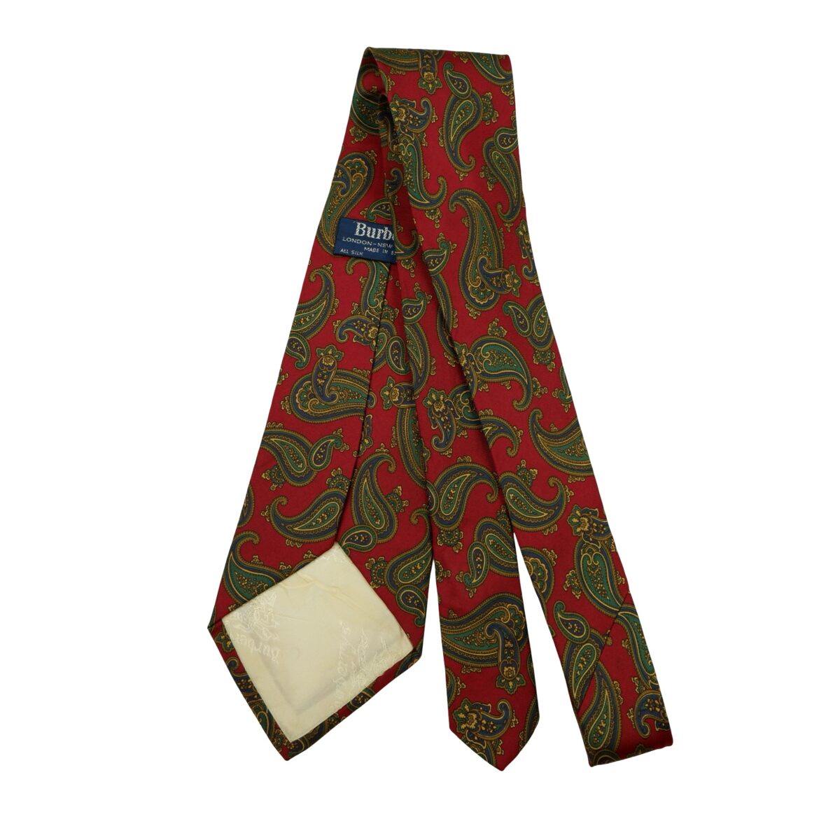 a16627 7 Burberry Tie Silk Maroon Paisley Patttern England (US Import Tax Included) มุมที่ 7
