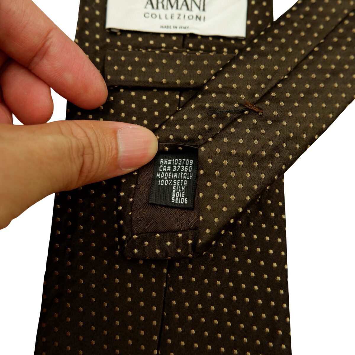 a16628 10 Armani Collezioni Tie Silk Brown Dot Pattern Italy (US Import Tax Included) มุมที่ 10
