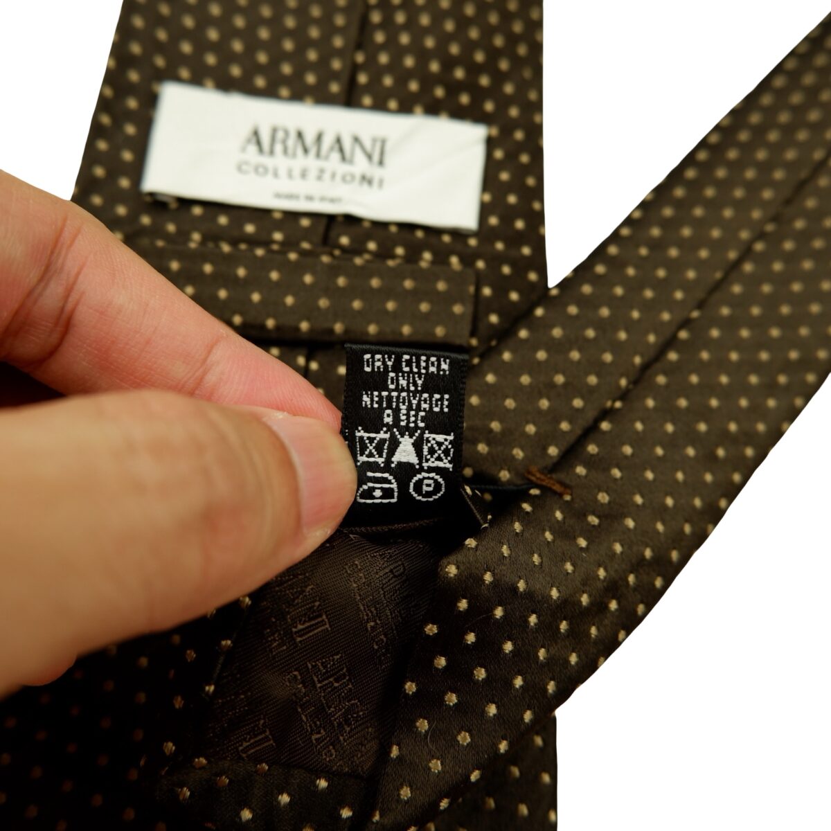 a16628 11 Armani Collezioni Tie Silk Brown Dot Pattern Italy (US Import Tax Included) มุมที่ 11