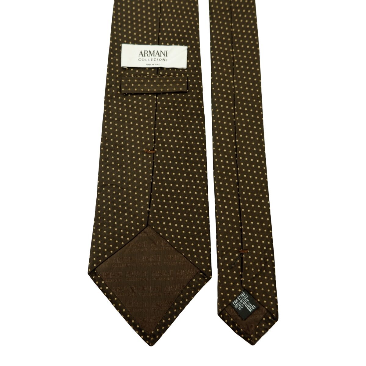 a16628 4 Armani Collezioni Tie Silk Brown Dot Pattern Italy (US Import Tax Included) มุมที่ 4