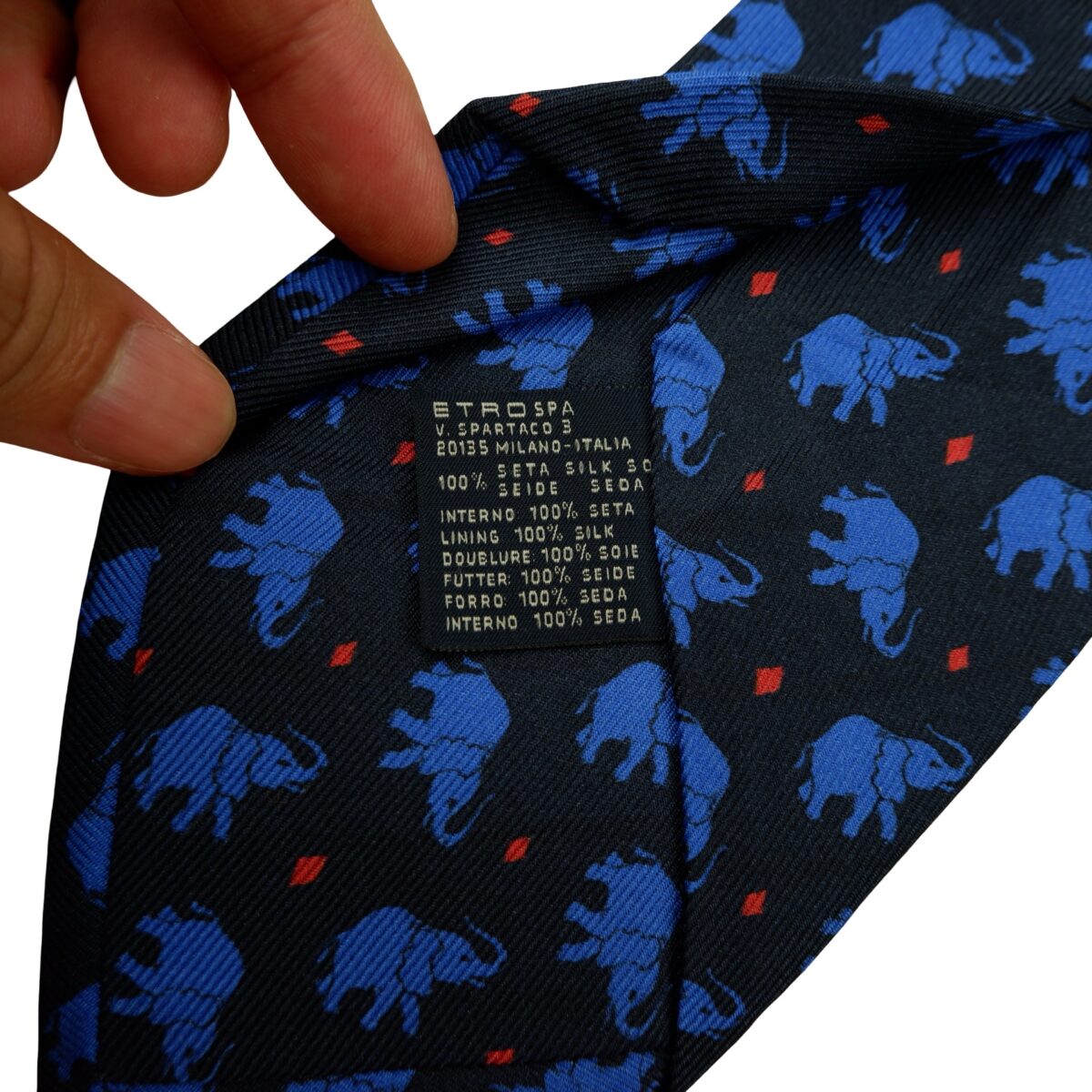 a16631 10 Etro Tie Silk Black Blue Animal Pattern Italy (US Import Tax Included) มุมที่ 10