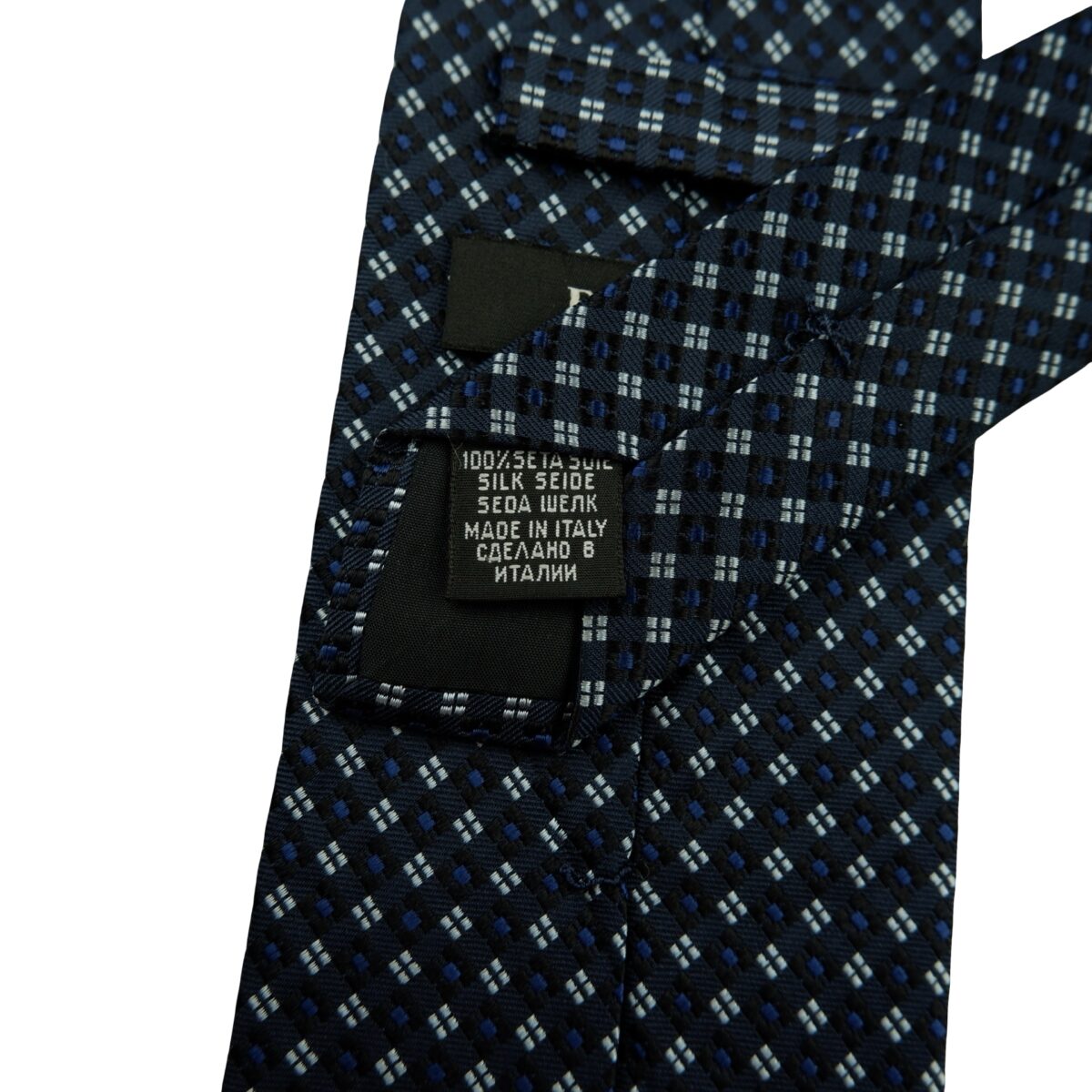a16634 10 Hugo Boss Tie Silk Navy Geometric Italy (US Import Tax Included) มุมที่ 10