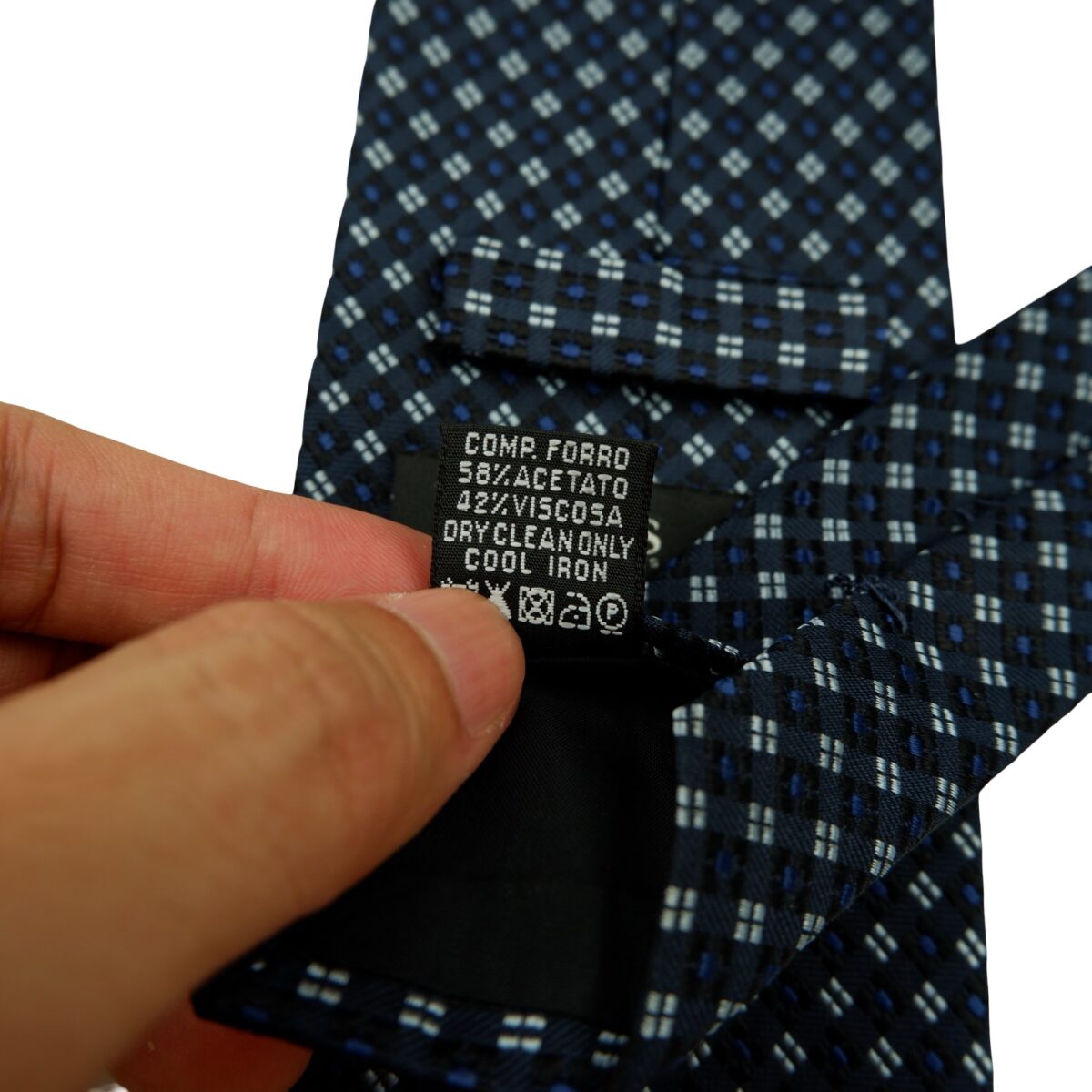 a16634 11 Hugo Boss Tie Silk Navy Geometric Italy (US Import Tax Included) มุมที่ 11