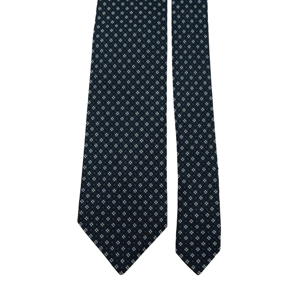 a16634 3 Hugo Boss Tie Silk Navy Geometric Italy (US Import Tax Included) มุมที่ 3