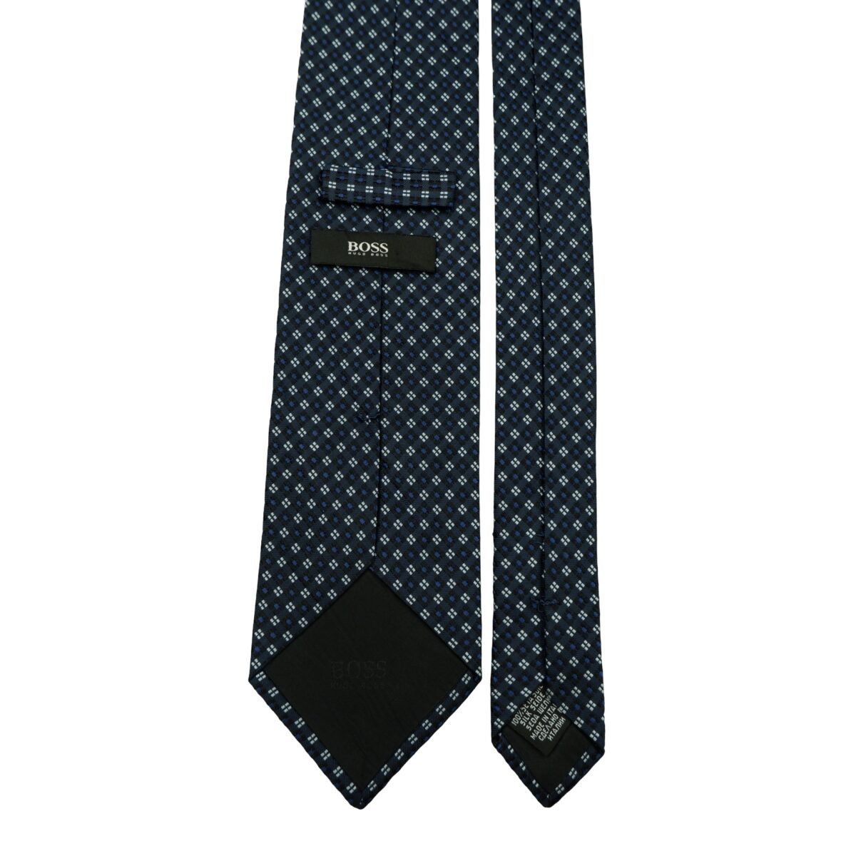 a16634 4 Hugo Boss Tie Silk Navy Geometric Italy (US Import Tax Included) มุมที่ 4