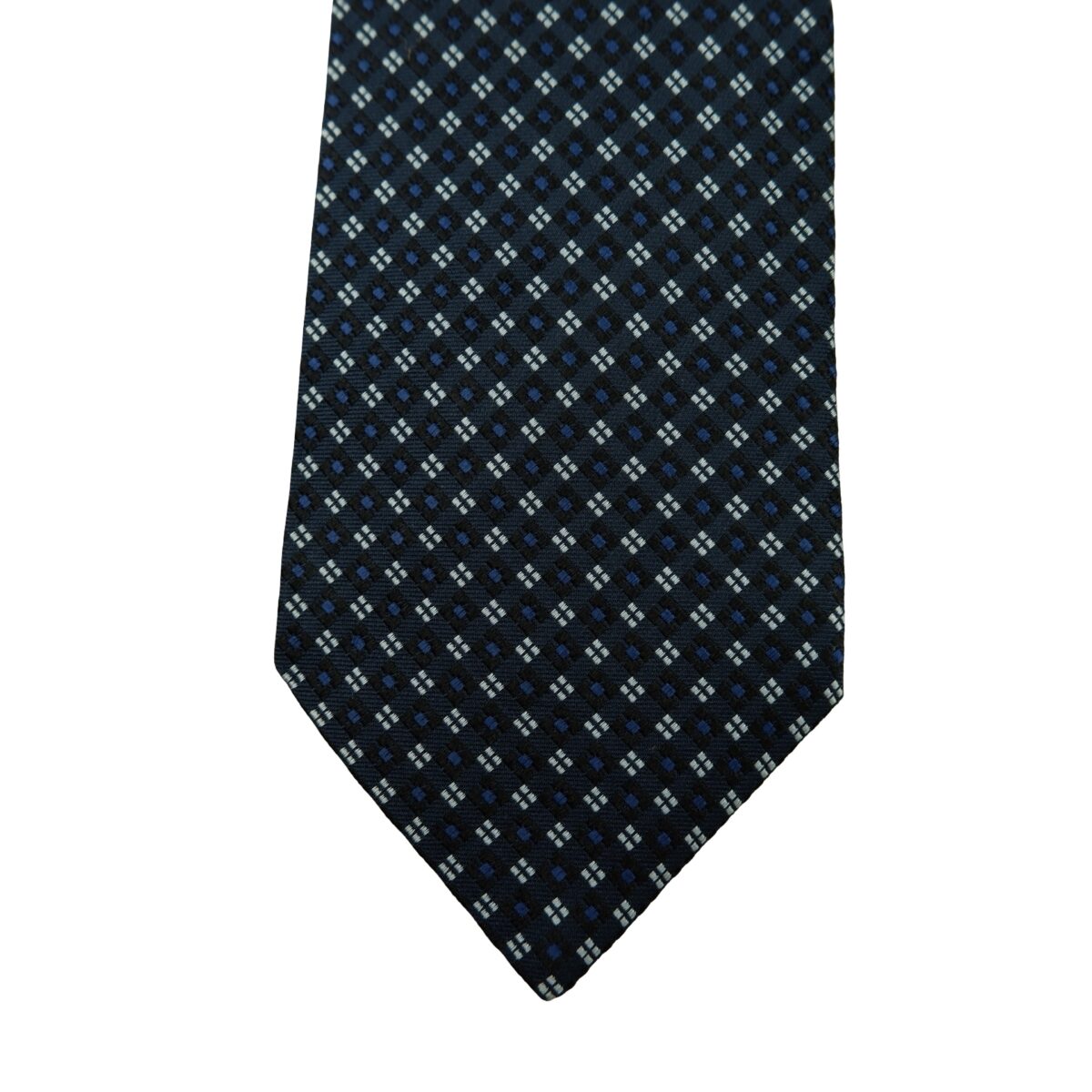 a16634 6 Hugo Boss Tie Silk Navy Geometric Italy (US Import Tax Included) มุมที่ 6
