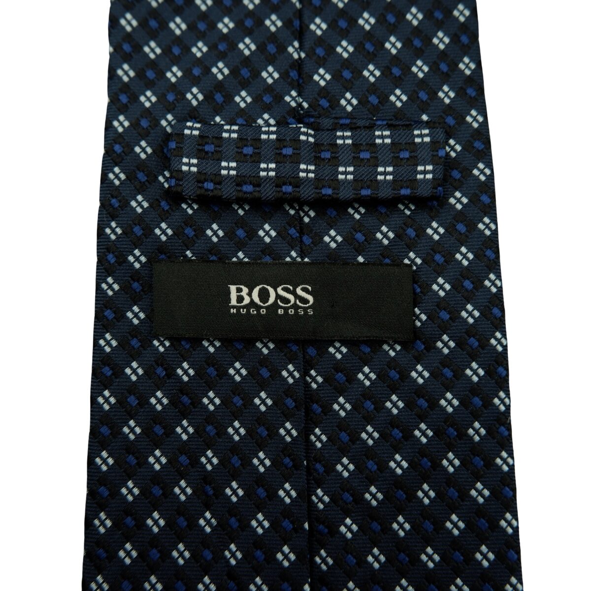 a16634 9 Hugo Boss Tie Silk Navy Geometric Italy (US Import Tax Included) มุมที่ 9