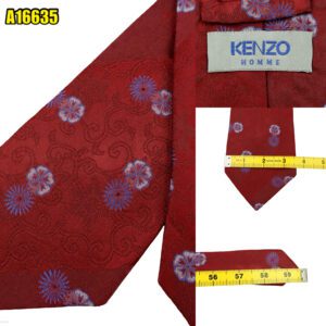 Kenzo Tie Silk Crimson Floral Pattern Italy (US Import Tax Included) มุมที่ 1