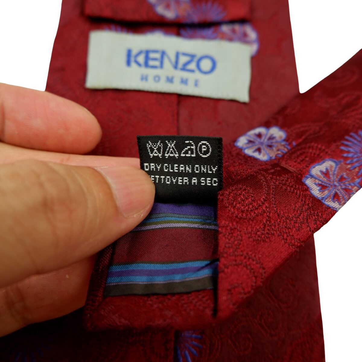 a16635 11 Kenzo Tie Silk Crimson Floral Pattern Italy (US Import Tax Included) มุมที่ 11