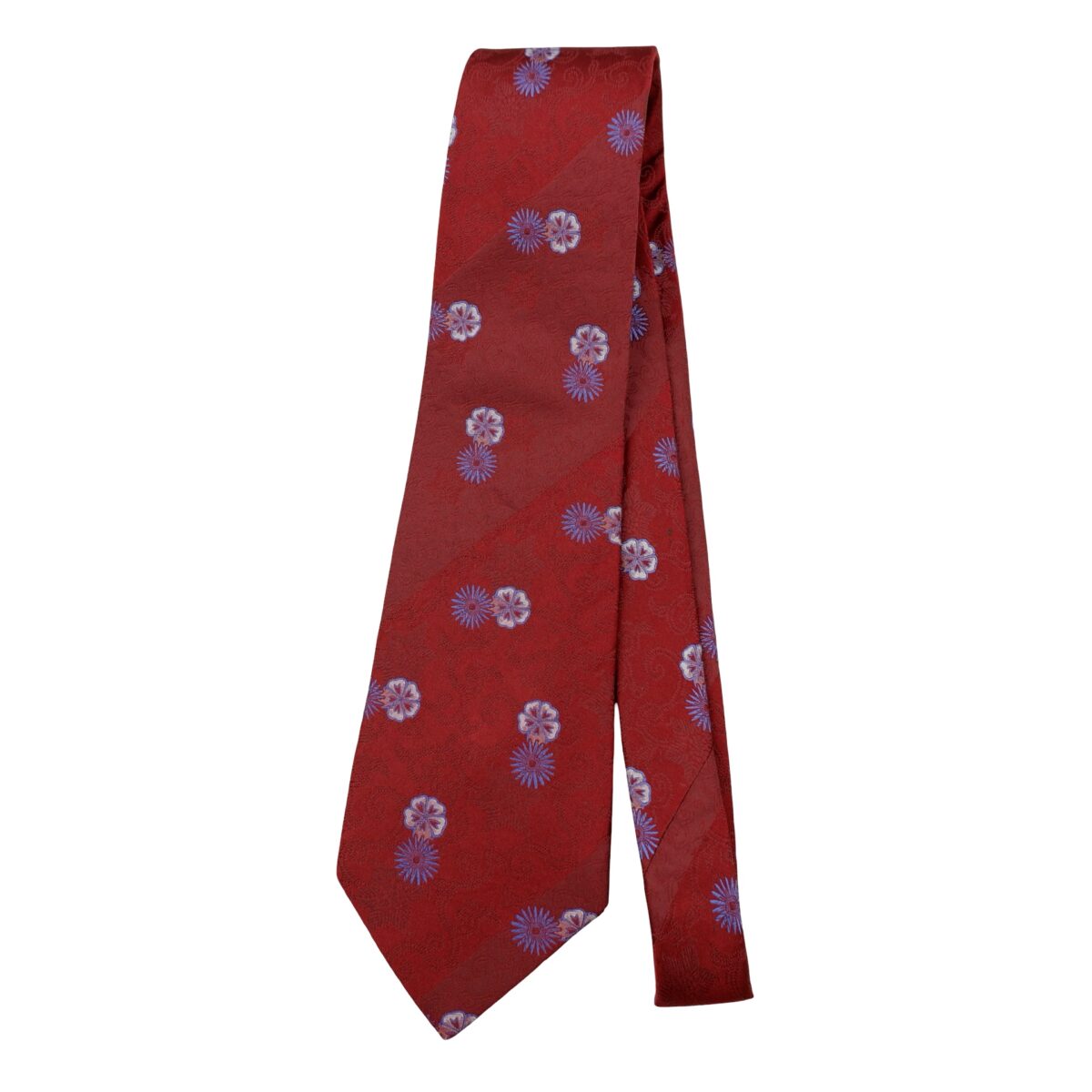a16635 5 Kenzo Tie Silk Crimson Floral Pattern Italy (US Import Tax Included) มุมที่ 5