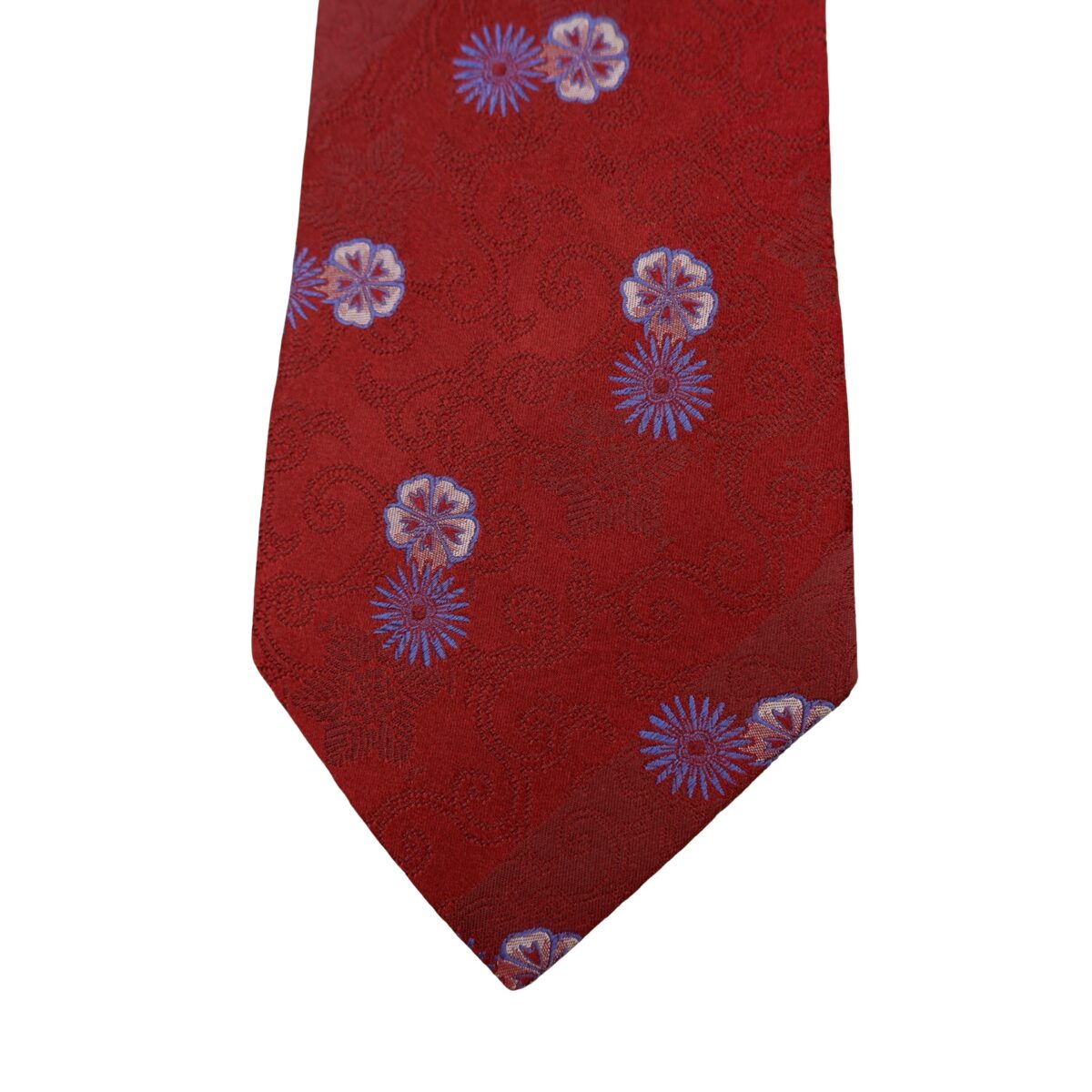 a16635 6 Kenzo Tie Silk Crimson Floral Pattern Italy (US Import Tax Included) มุมที่ 6