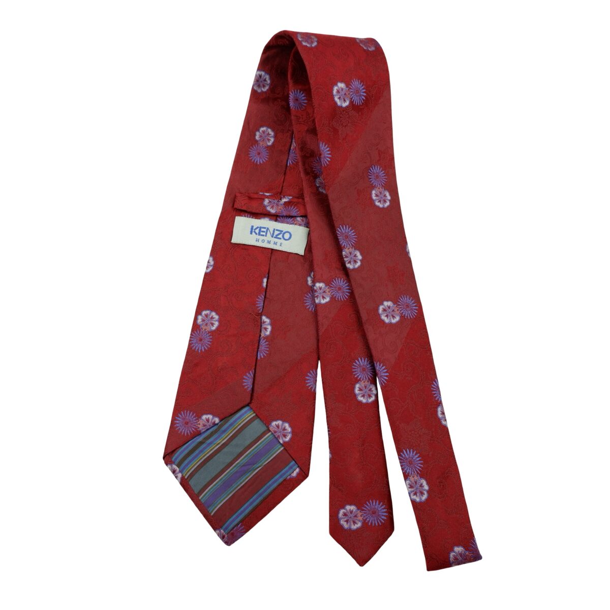 a16635 7 Kenzo Tie Silk Crimson Floral Pattern Italy (US Import Tax Included) มุมที่ 7