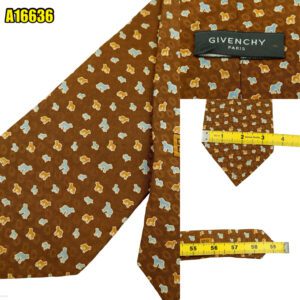 Givenchy Tie Silk Brown Animal Pattern Italy (US Import Tax Included) มุมที่ 1
