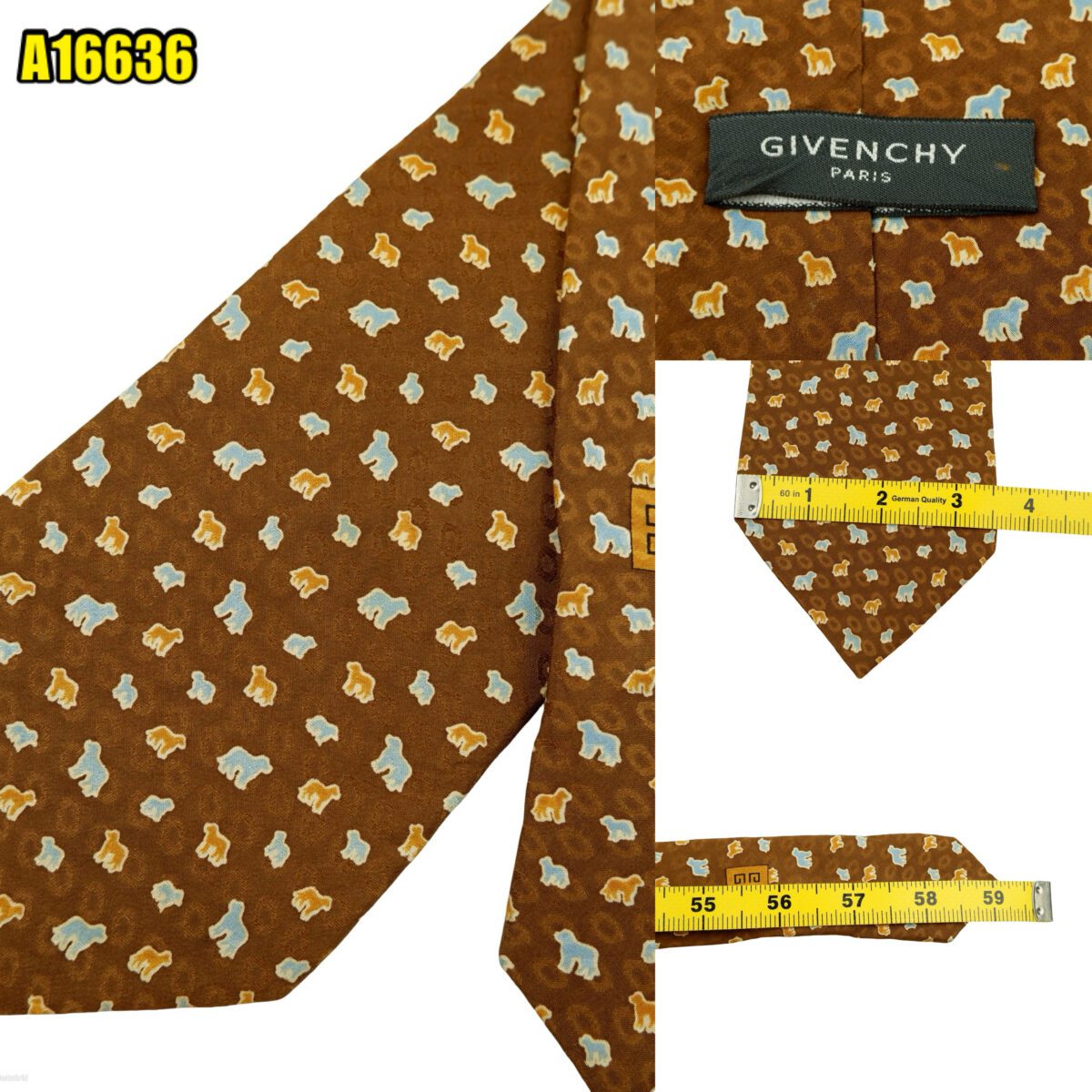created by photogrid Givenchy Tie Silk Brown Animal Pattern Italy (US Import Tax Included) มุมที่ 1