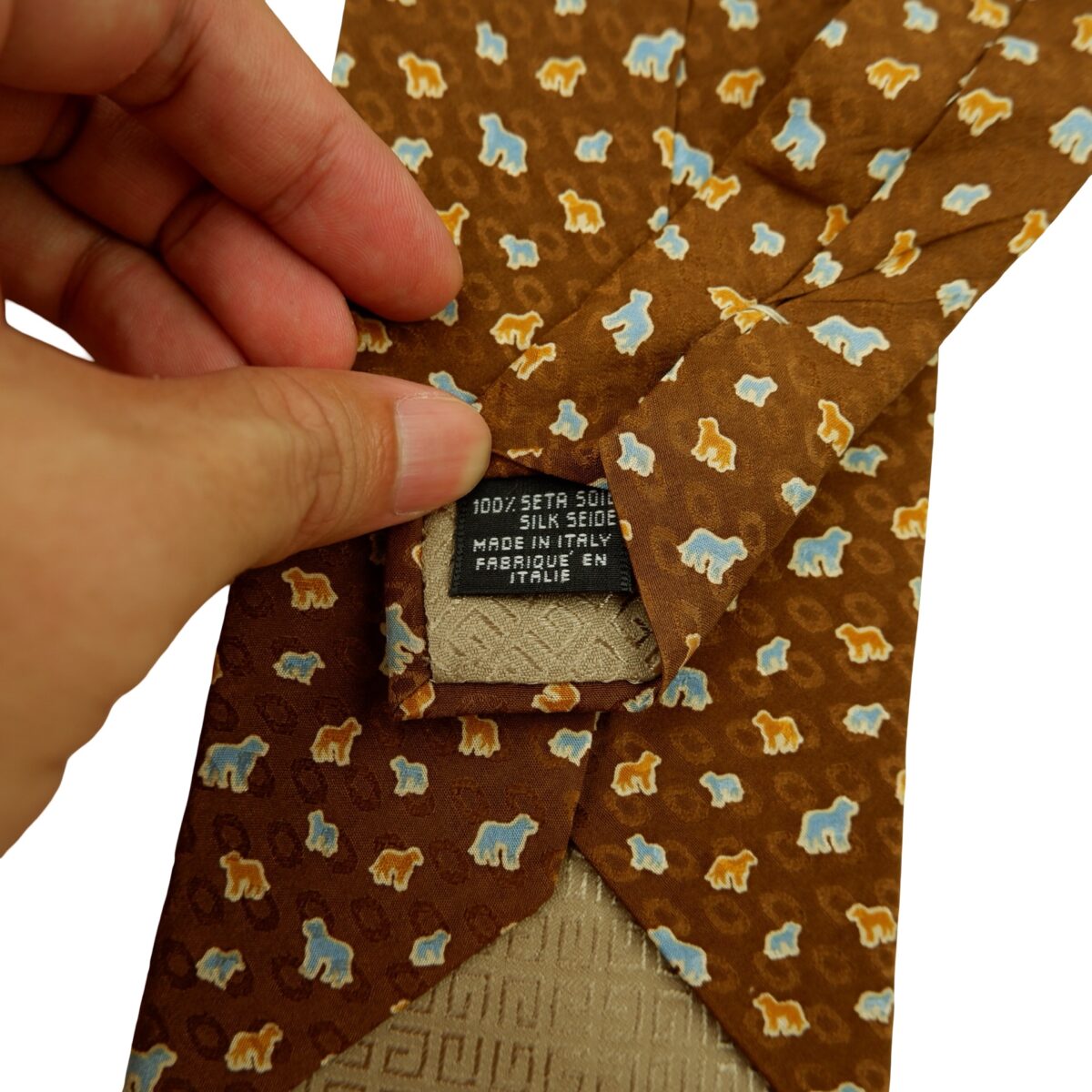 a16636 11 Givenchy Tie Silk Brown Animal Pattern Italy (US Import Tax Included) มุมที่ 11